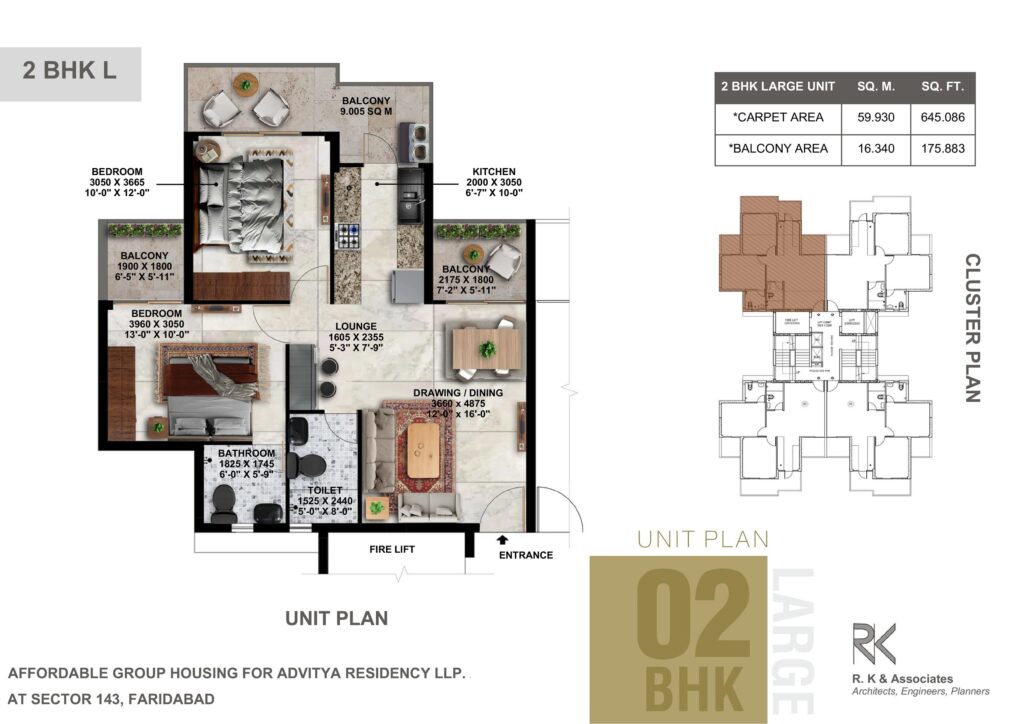 Advitya heights and advitya homes 2 -2 bhk large flat layout