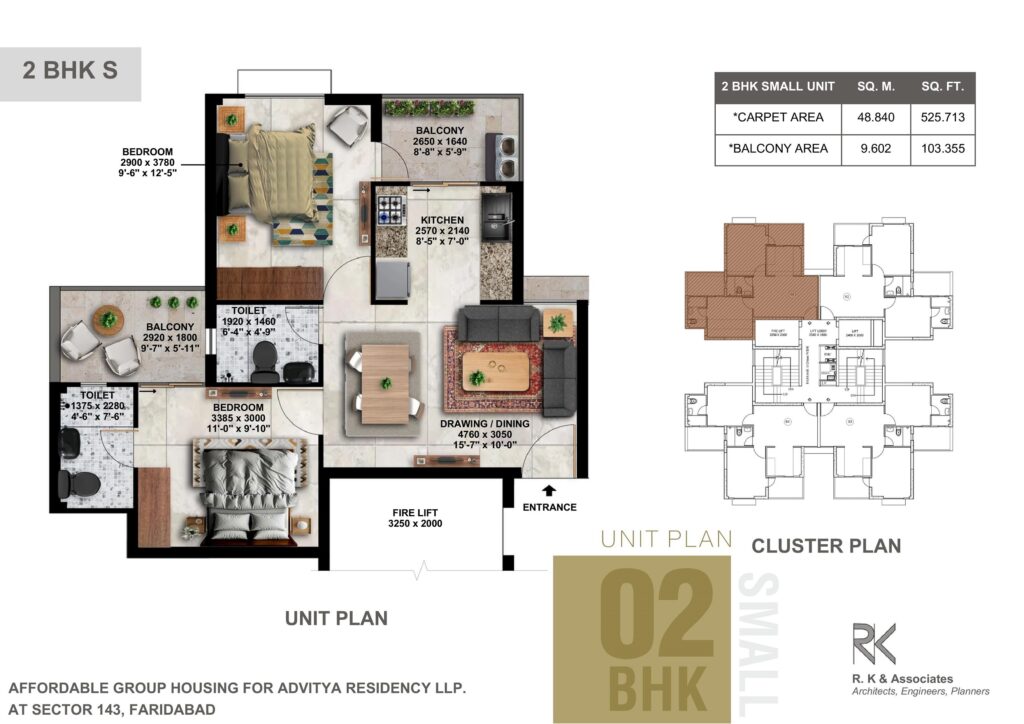 Advitya heights and advitya homes 2 -1 bhk flat layout